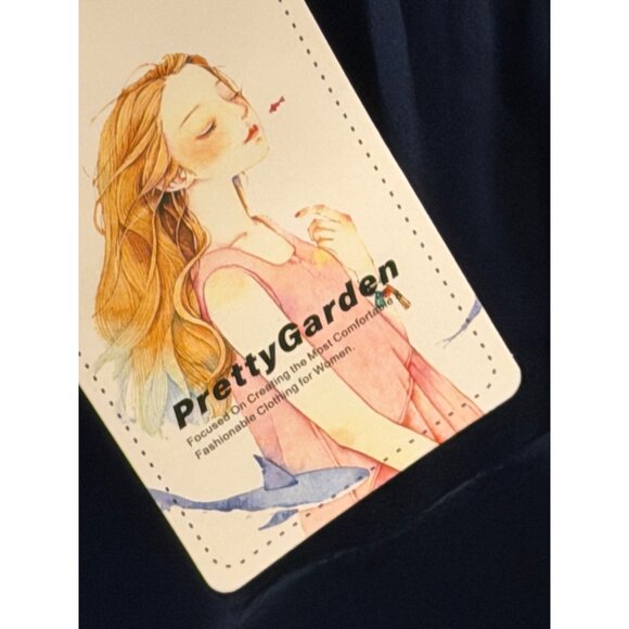 PrettyGarden Womens Midi Satin Skirt Navy Blue XXL Elegant A-Line - Picture 4 of 12